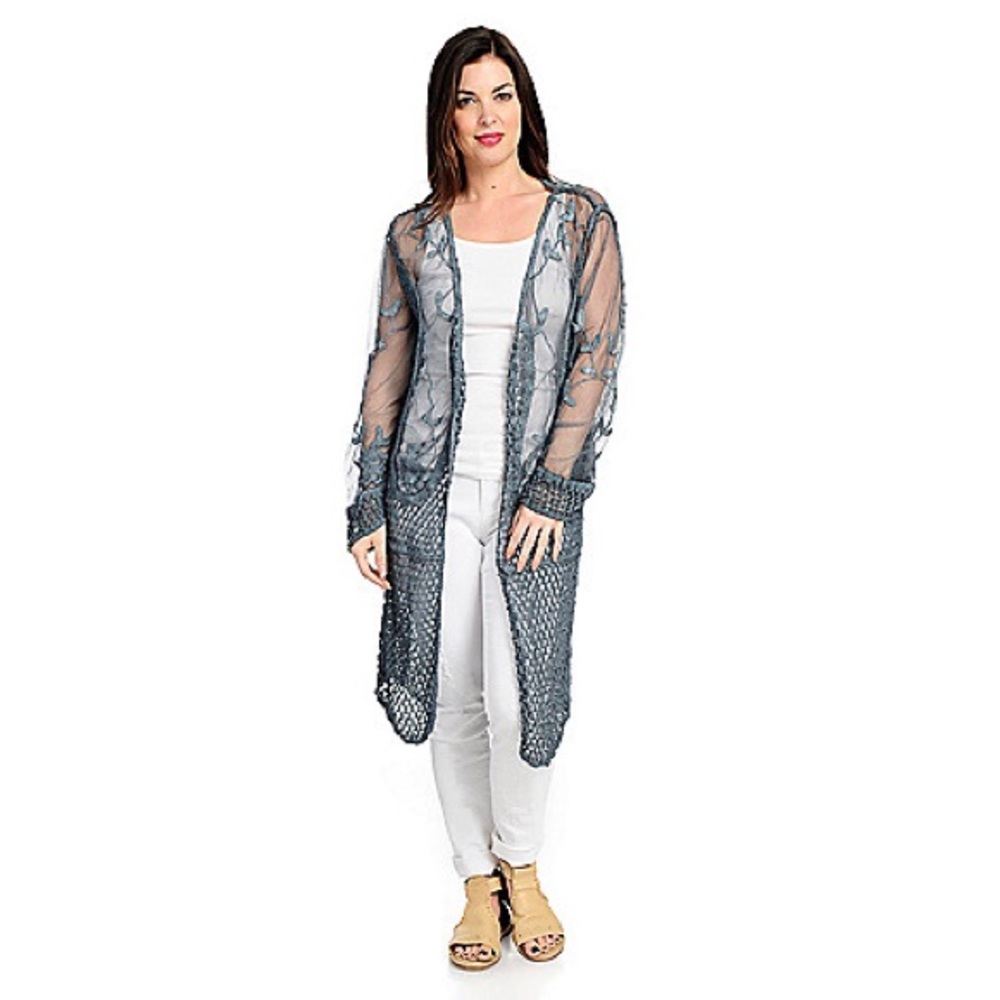 ♥️ Embroidered Mesh/Crochet Lace Duster Cardigan